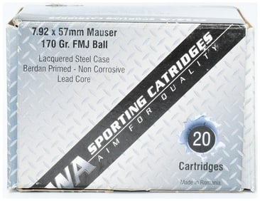 20 Rounds of FedArm Sporting Cartridges 7.92 x 57mm Mauser 170 Gr. FMJ Ball Ammunition