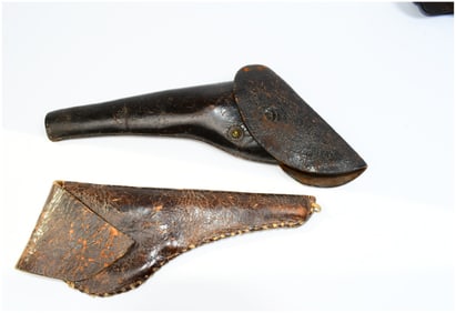 A Pair of Civil War Era Leather Revolver Holsters