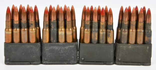 Twenty Rounds of WWII .30-06 Tracer Ammunition on Stripper Clips, Remington Arms 1940