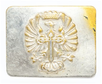 Spanish Civil War Era Belt Buckle with Crowned Eagle and Cross Emblem