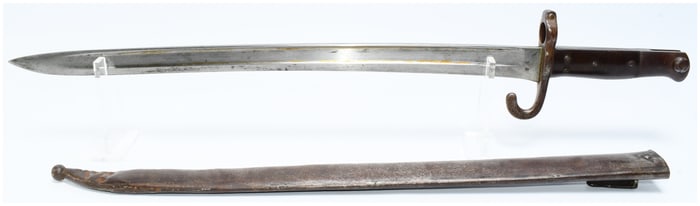 A 19th Century European Military Yataghan Sword Bayonet with Scabbard