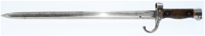 A Vintage Military Sword Bayonet, Steel and Wood