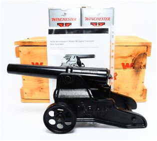 Win Model 98 Signal Cannon Reproduction with 2 Boxes of 10 Gauge Blank Shotshells in Original Crate