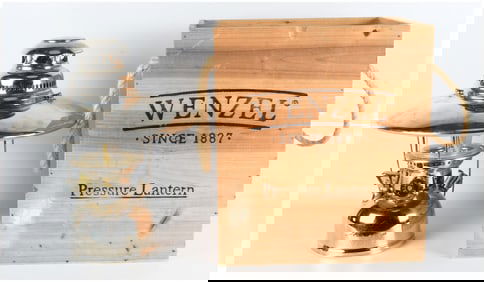 Wenzel Nickel Plated Kerosene Pressure Lantern Model 823018 with Crate