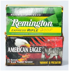 100 Rounds of Rem and Federal .22 Hornet Ammo
