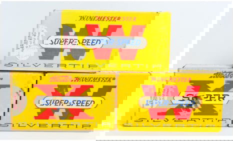 3 Vintage Win & Western Super Speed / Super X Silvertip .257 Roberts Ammo Boxes