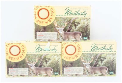 3 Boxes of Wby .257 Wby Mag 100gr. Spitzer Ultra-High Velocity Ammo 60 Rounds
