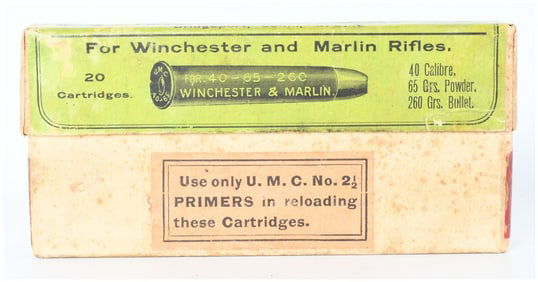 Collectible U.M.C. .40-65-260 Ammo Box with 8 Rounds