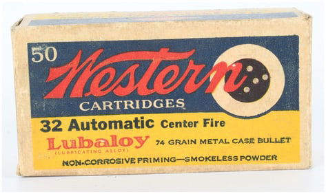 Vintage Western 32 Automatic Center Fire Lubaloy Ammo 46 Rounds