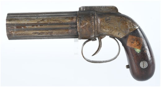 Allen & Thurber Six-Shot 1837 Patent Pepperbox Pistol Retailed by A.W. Spies Ammo