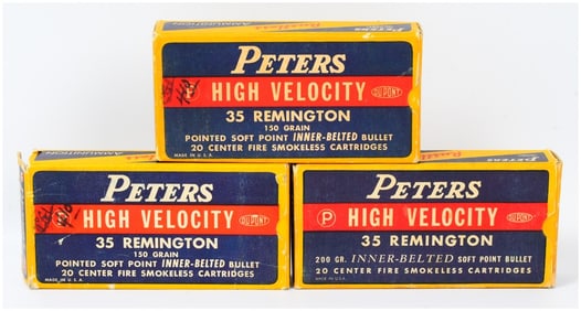 3 Boxes Peters High Velocity 35 Rem Ammo 49 Rounds Total