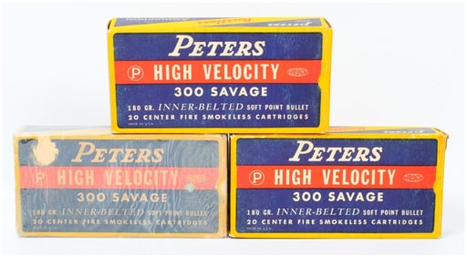 3 Vintage Peters High Velocity 300 Savage Ammo Boxes