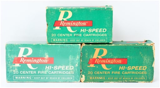 3 Boxes of Vintage Rem Hi-Speed 350 Rem Mag 250 Grain Core-Lokt Ammo