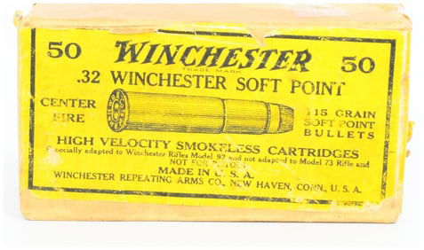 50 Rounds of Vintage Win .32 Cal Soft Point High Velocity Smokeless Ammo