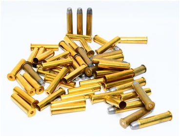 20 Live Rounds and 34 Empty Brass Casings for .45-70 Government Ammo