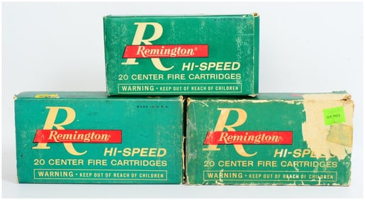 3 Boxes of Vintage Rem Hi-Speed 350 REM. Mag 200 Grain Pointed Soft Point Core-Lokt Ammo