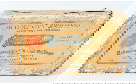 Vintage Box of 50 Rounds Rem UMC .38 Long Colt Smokeless Ammo