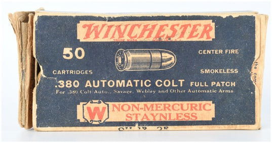 Vintage Win .380 Automatic Colt "Full Patch" Ammo 49 Live Rounds
