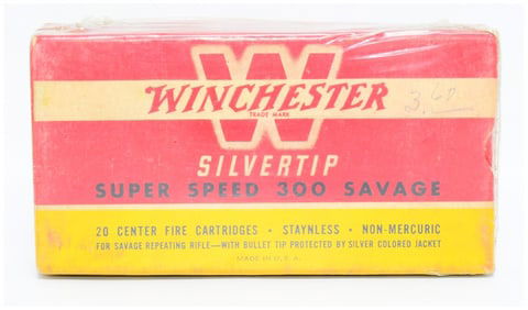 Vintage Win Silvertip Super Speed 300 Savage Ammo Box 20 Rounds