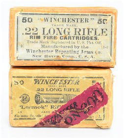 Pair of Vintage Win .22 Long Rifle and Lesmok Rimfire Ammo 100 Rounds