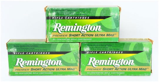 3 Boxes of Rem Premier Short Action Ultra Mag .300 RSAUM 165 GR Core-Lokt PSP Ammo 60 Rounds