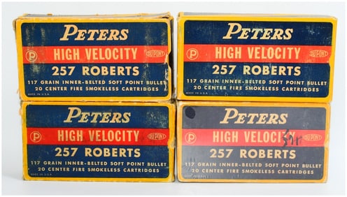 Peters High Velocity .257 Roberts Ammo 47 Rounds & 15 Empty Casings Four Boxes