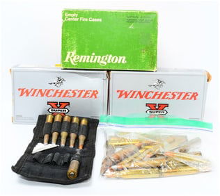 Collection of 67 Rounds and 20 Empty Unprimed New Empty Brass Casings for Reloading .257 Roberts Cal