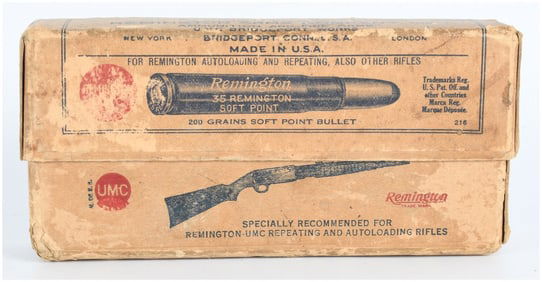 Vintage Rem UMC .35 Rem Picture Box with 19 Live Rounds Ammo