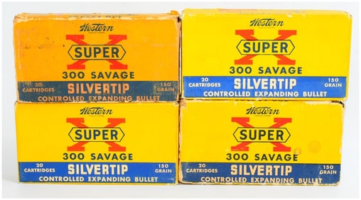 4 Boxes Western Super X 300 Savage Silvertip 150 Grain Ammo (80 Ammo Total)