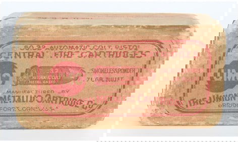 Box of 34 The Union Metallic Ammo Co. (UMC) .32 Automatic Colt Pistol (ACP) Live Rounds