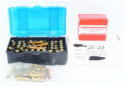 Collection of .25-20 Win Ammo 126 Rounds and 18 Empty Brass Casings