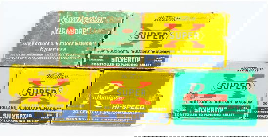 90 Rounds of Vintage .300 H&H Mag Ammo by Western Super-X and Rem