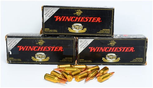 72 Rounds Win Supreme 25 Super Short Mag 115 GR. Ballistic Silvertip Ammo