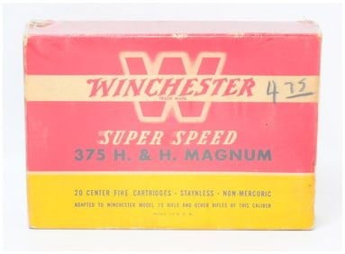 Vintage Win Super Speed .375 H. & H. Mag Ammo 20 Rounds