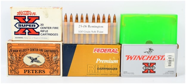 100 Rounds of 25-06 Rem Rifle Ammo Various Manufacturers