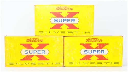 3 Vintage Western Super X Silvertip .300 Savage Ammo Boxes One with 20 Ammo