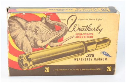 Vintage Wby .378 Wby Mag Ammo Elephant Box 20 Live Rounds