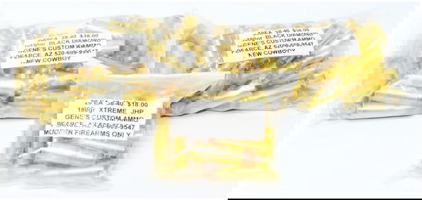 120 Rounds of Gene's Custom .38-40 Ammo including Black Diamond Cowboy and Xtreme JHP