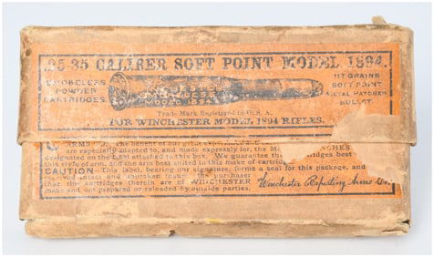 Vintage Win .25-35 Cal Model 1894 Ammo Box with 20 Live Rounds Mixed Headstamps