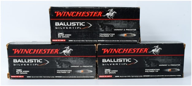 Win Ballistic Silvertip 25 WSSM 85 Grain Ammo 60 Rounds