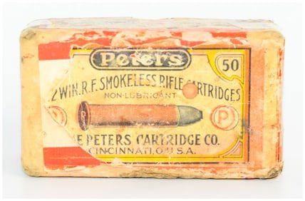 Peters Ammo Co. .22 WIN.R.F. Smokeless Rifle Ammo Collector Box 50 Rounds