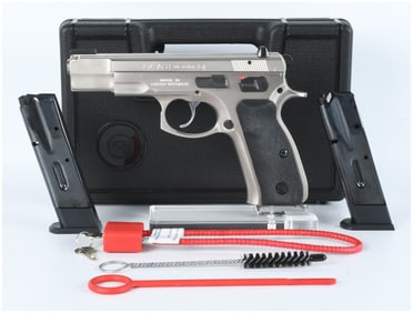 CZ 75 B Semi-Automatic Pistol with rare satin nickel finish and upgraded Truglo TFX fiber optic