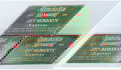 3 Vintage Rem Kleanbore .257 Roberts Express 117 Grain Core-Lokt Ammo Boxes