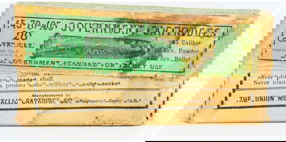 Vintage Win and UMC .45-70-405 Government Ammo Full Box of 20 Rounds