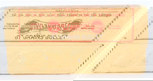 Vintage Rem UMC .257 Rem Roberts (25 Roberts) Box with Twenty Empty Brass Cases Ammo