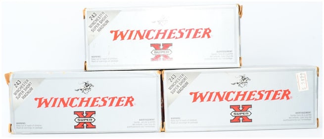 3 Boxes of Win .243 WSSM 100 GR. Power-Point Rifle Ammo 60 Rounds Total
