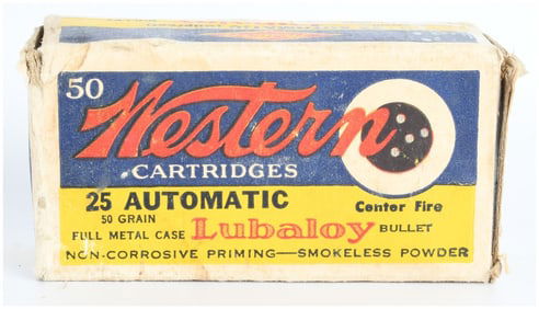 Vintage Western .25 Automatic Lubaloy Ammo 41 Live Rounds