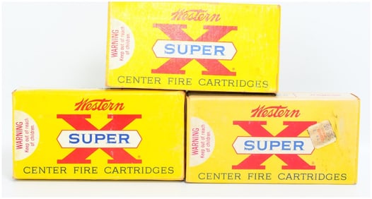 3 Boxes of Vintage Western Super X 225 Win 55 Gr. Ptd. Soft Point Centerfire Ammo 60 Rounds Total