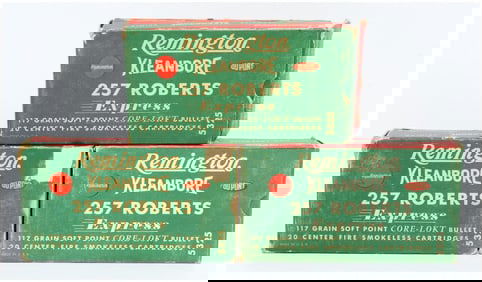 3 Boxes of Vintage Rem Kleanbore .257 Roberts Express 117 Grain Core-Lokt Ammo 60 Rounds Total
