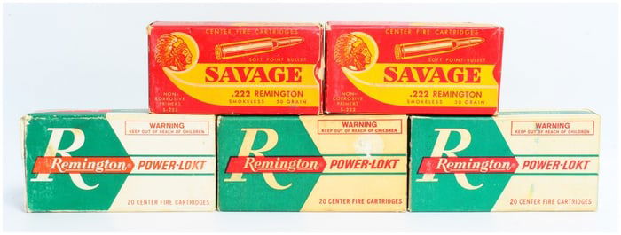 Vintage Savage 'Indian Head' and Rem .222 Rem Ammo